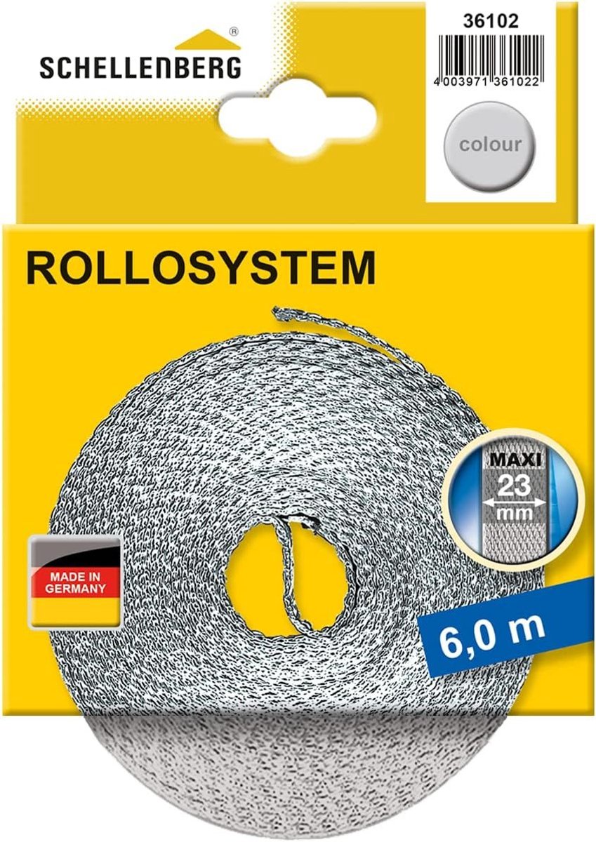 Schellenberg 36102 Rolluikriem Maxi 23 mm, 6 m, grijs