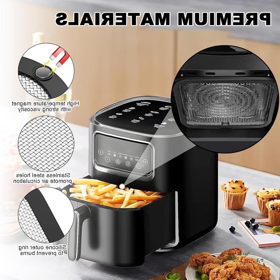 RVS Spatdeksel voor Airfryer, Magnetisch Spatdeksel voor Veilig Koken, Geschikt voor Diverse Modellen en Maten van Merkloos — afbeelding 2