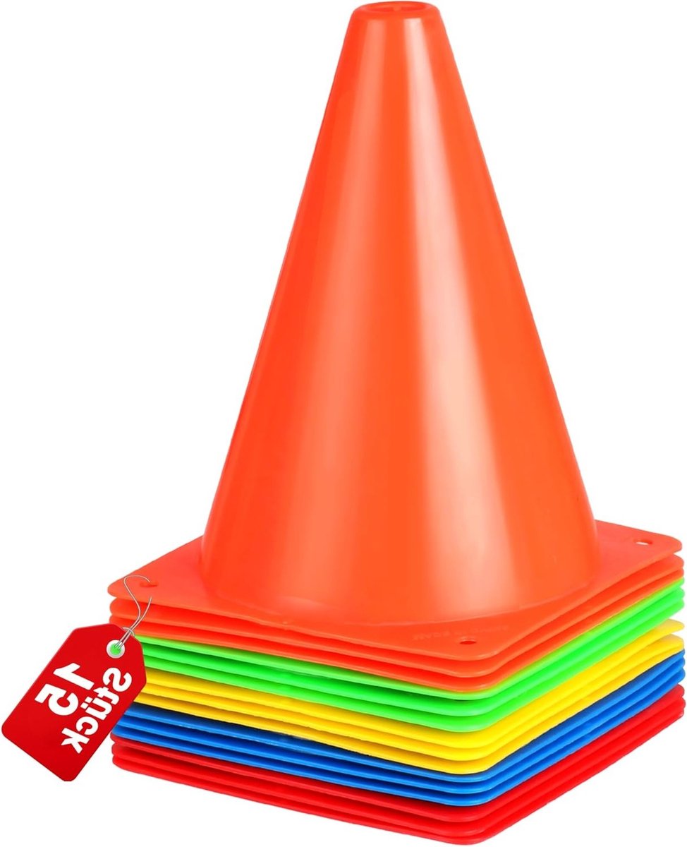 Kleurige 17.5 cm Marker Cones voor Kinderen, 15 Stuks voor Sport, Spelletjes en Buitenevenementen, Ideaal voor Voetbal en Training