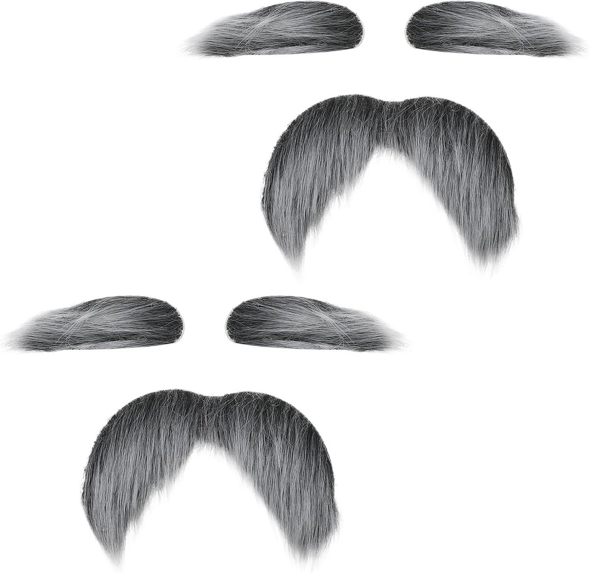 Grappige Valse Baard en Wenkbrauwen Set voor Halloween en Cosplay - Neppartij Accessoires voor Volwassenen en Kinderen (Zwart & Wit)
