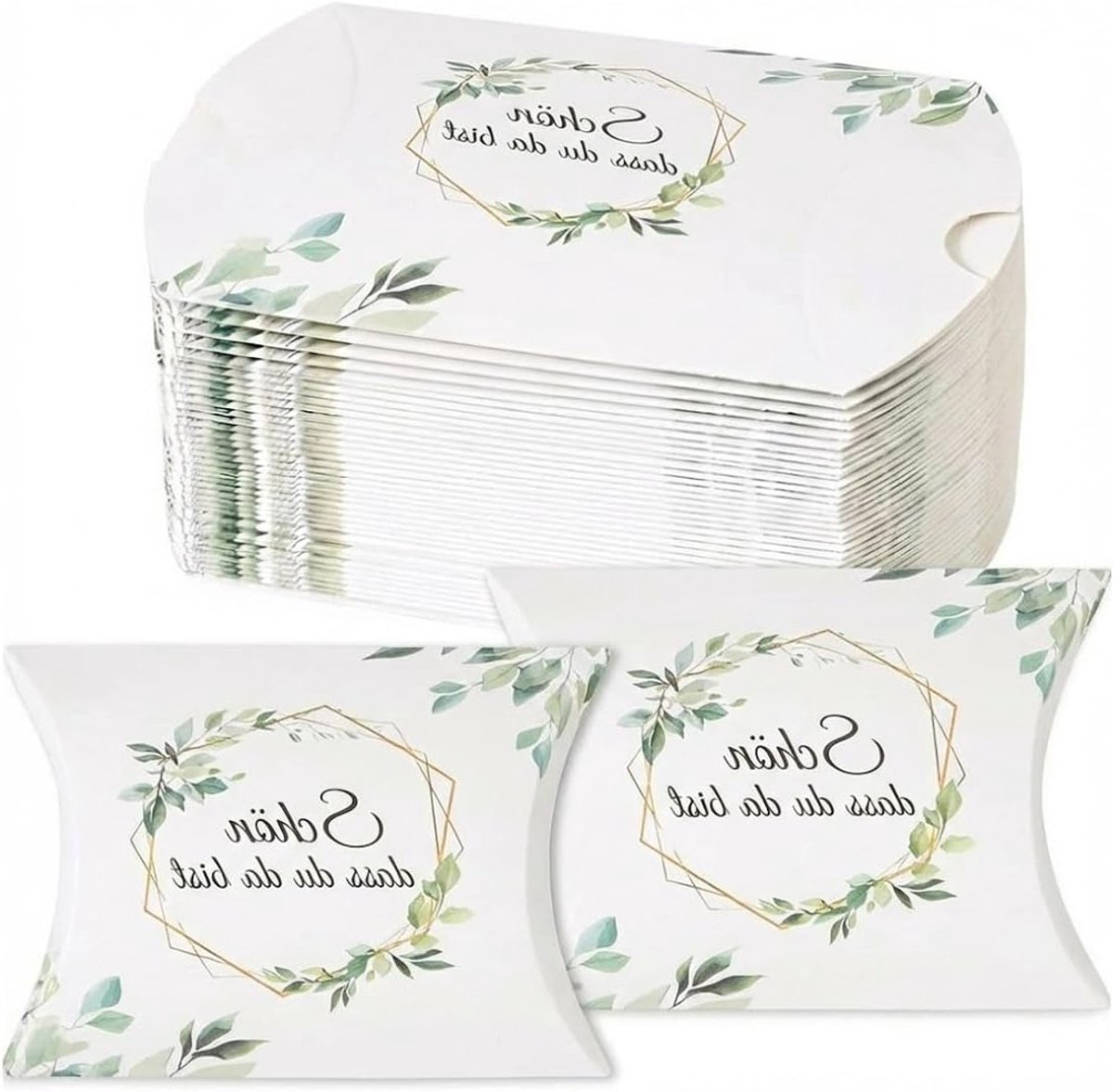 Gastgeschenkdoosjes met opschrift "Ich dass Du Da Bist" voor bruiloft, communie en doop, 50 stuks, perfect voor snoep en bedankjes