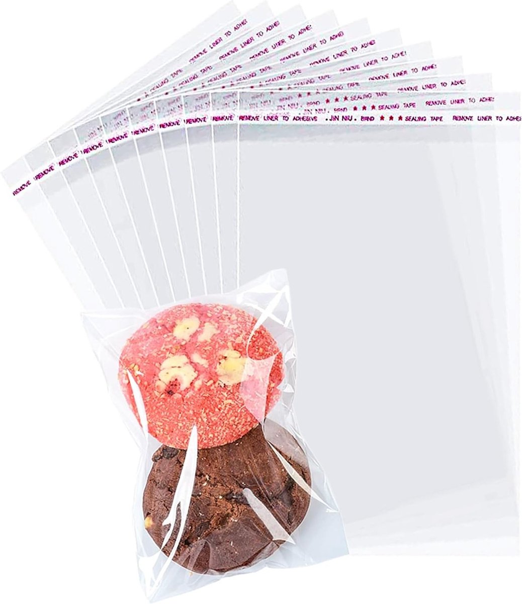 Hersluitbare plastic zakjes voor snoep, koekjes en geschenken - 100 stuks cellofaan verpakkingszakjes