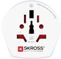 Witte SKROSS reisadapter met wereldwijd stopcontact, 13A, 250V.
