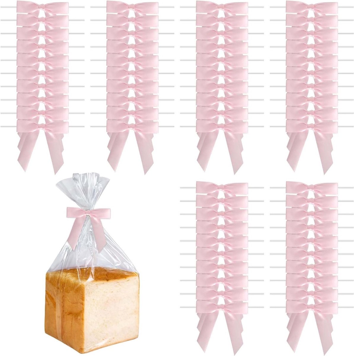 60 Stuks Roze Satijnen Strikken - Kleine Strikken met Draad voor Creatieve Projecten, Versiering en Cadeaus voor Feestdagen en Speciale Gelegenheden