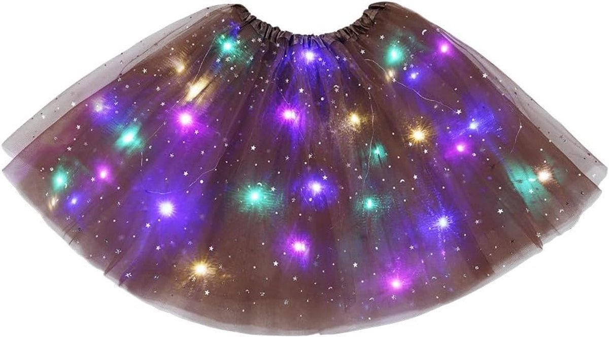 Lichtgevende Tutu Rok voor Vrouwen met Pailletten en Sterren, Elastische Ballet Dansrok voor Feestjes en Halloween Kostuum