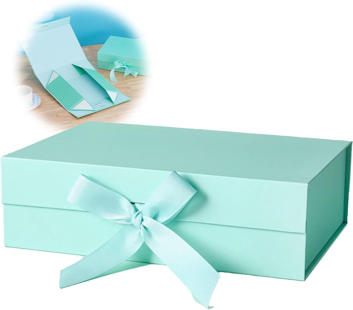 Herbruikbare Geschenkdoos met Deksel en Strik voor Verjaardag, Kerst en Valentijnsdag - Groene Cadeauverpakking