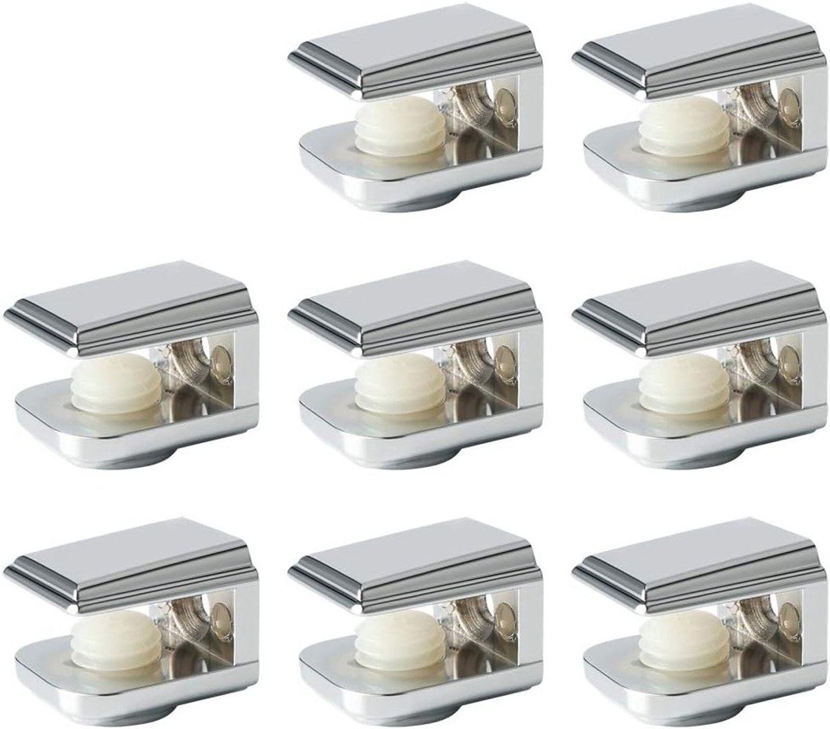Glasclips voor Spiegel en Plank, Zinklegering, Geschikt voor 5-8 mm Dikte, Set van 8 Stuks