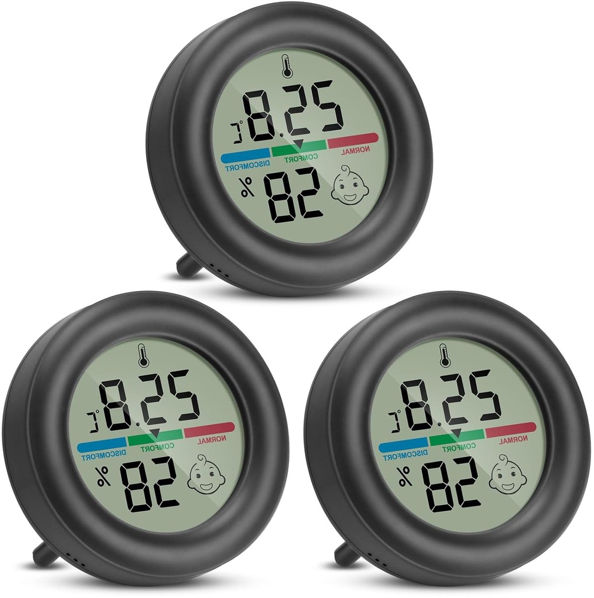Mini Hygrometer en Digitale Thermometer Set voor Binnengebruik - Temperatuur en Vochtigheid Meter met Comfortweergave voor Kantoor, Serre en Kelder