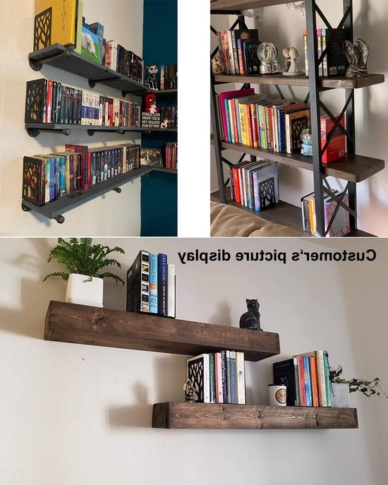 Boekensteunen voor Zware Boeken, Decoratieve Boeksteunen voor Thuis en Kantoor, Stabiele Metalen Boekhoudsteun, Set van 3 Paar Zwarte Boekstoppers — afbeelding 3