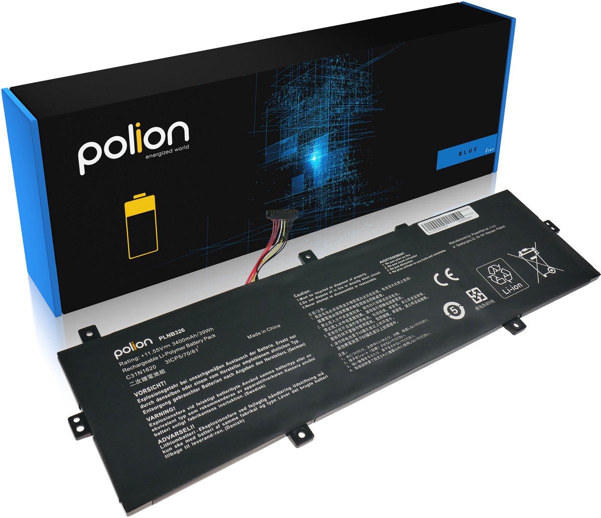 Polion ZenBook Serie - Laptopbatterij - 3400mAh - Litium-Polymeer - Compatibel met ASUS
