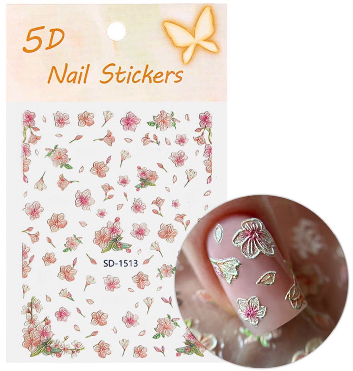 GNB-LAB 5D - Nagelstickers - Zelfklevende Bloemen - SD-1513 - Universeel - Voor Manicure
