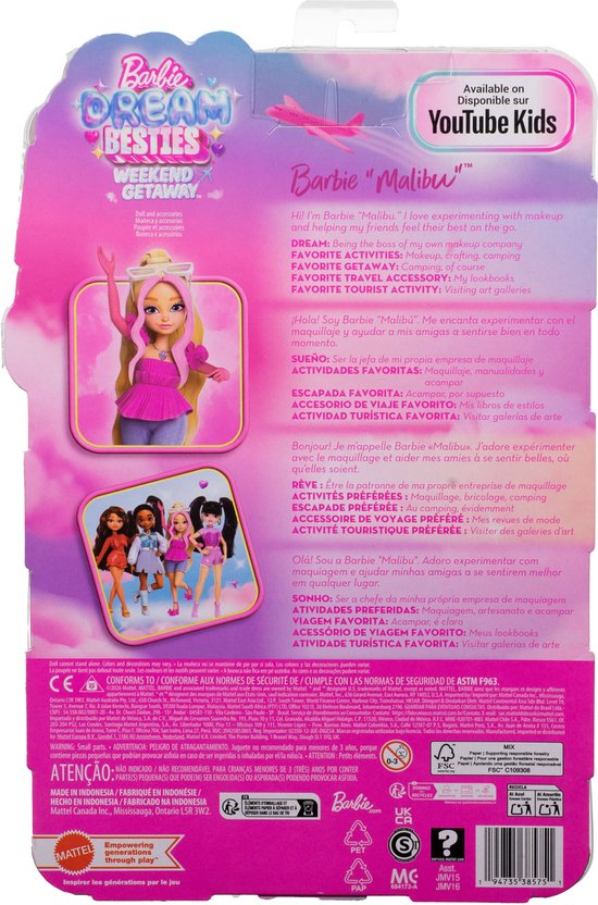 Barbie Dream Besties WEEKEND GETAWAY “MALIBU" Doll and Accessories — afbeelding 2