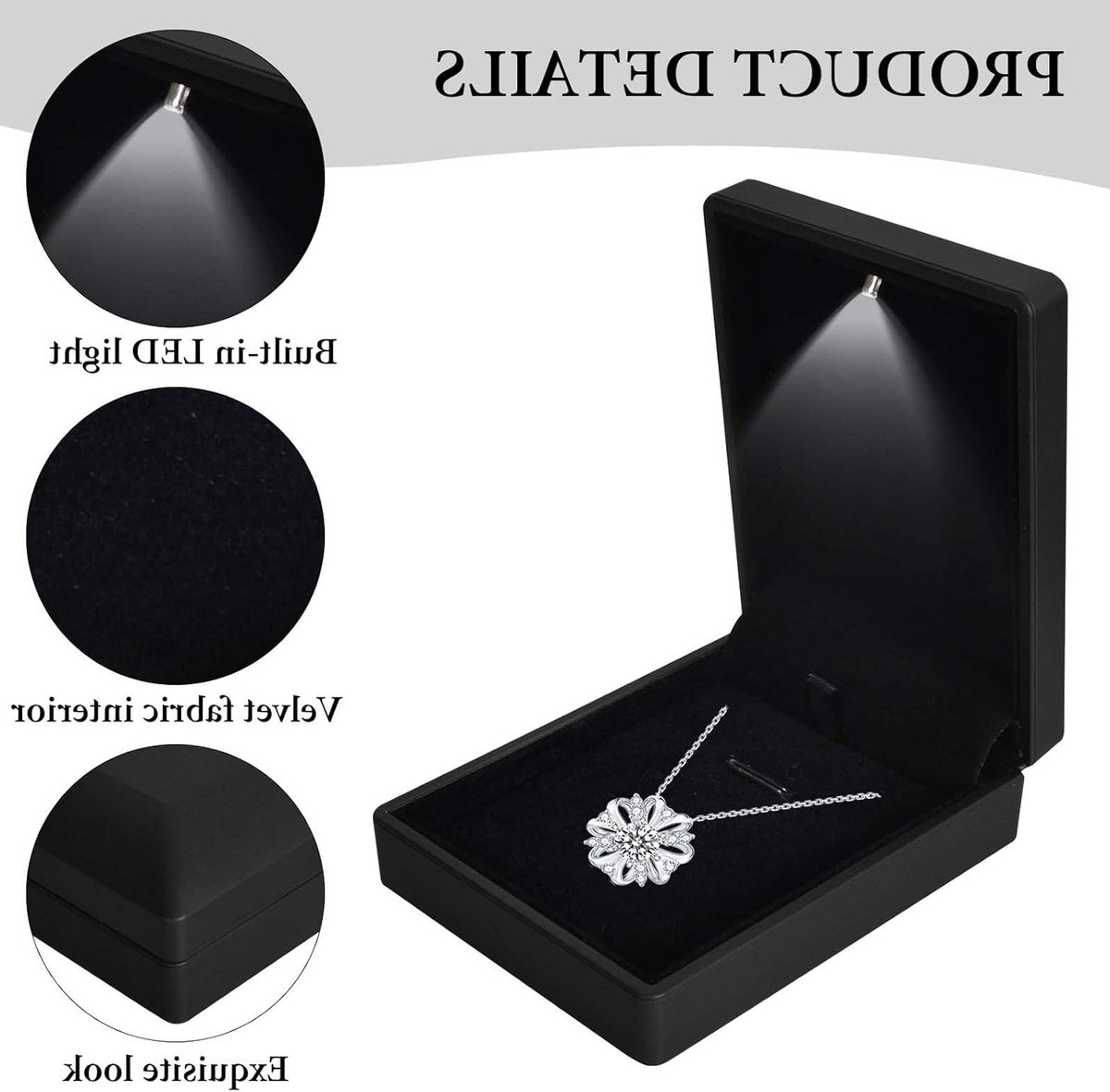 Elegante LED Light Box Hanger - Luxe Sieraden Doos voor Verloving, Bruiloft en Verjaardagsgeschenken (Zwart)