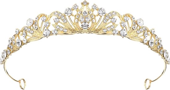 Elegante gouden tiara voor bruiloften en feesten, kristallen diadeem voor dames en meisjes