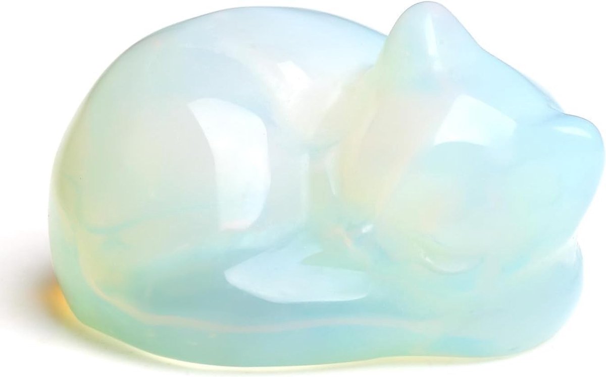 Lichte en draagbare kattenornamenten van opaalcrystal - schattige engelcadeaus voor vrouwen, unieke decoratie voor bureau, vensterbank en nachtkastje