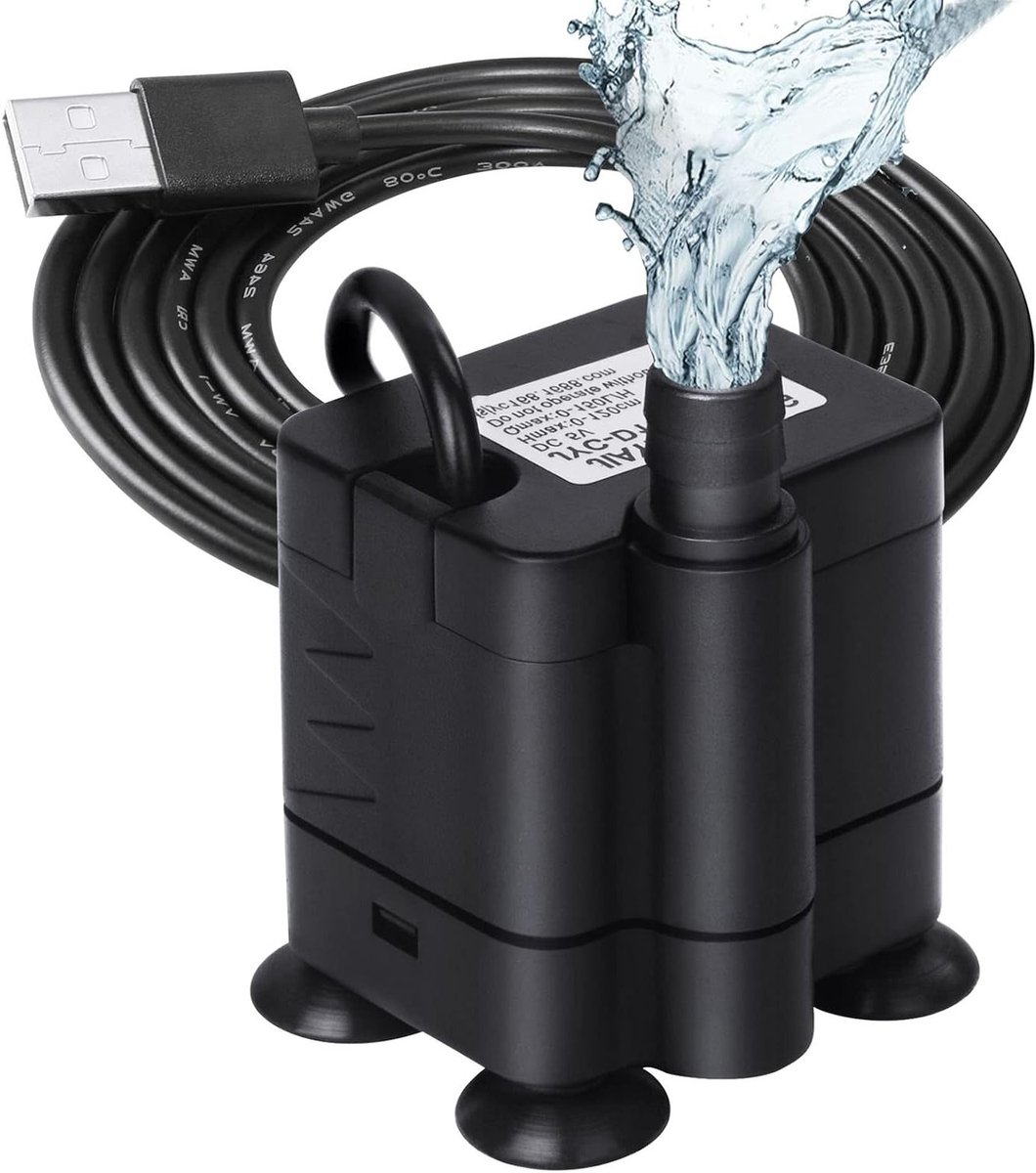 Submersibele Waterpomp voor Aquarium en Vijver, Ultra Stille Fonteinpomp voor Hydroponics en Dieren, USB Aansluiting DC 5V 1-3W met 0.4-1.5m Hoogte