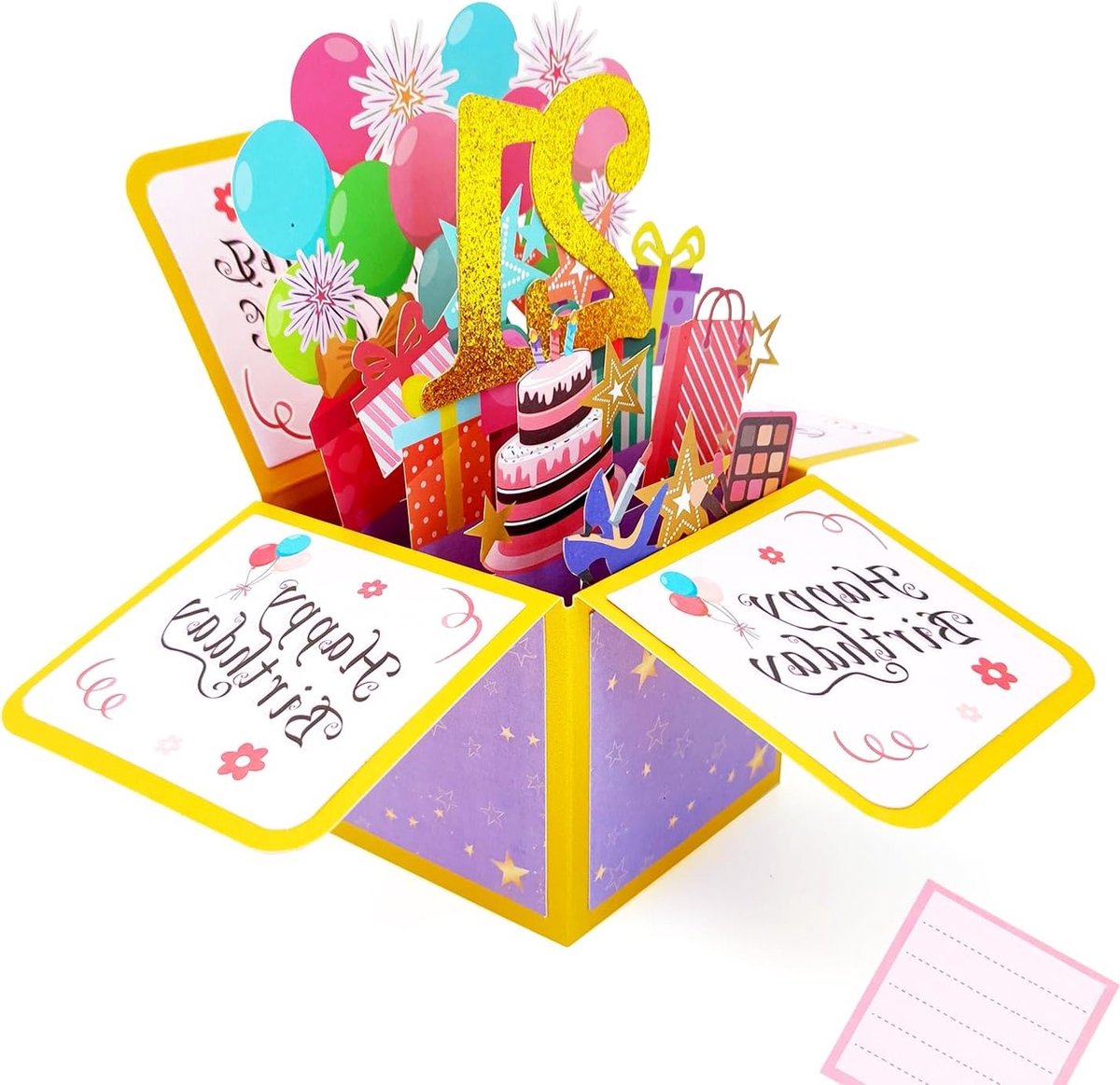 Pop-up Verjaardagskaart 21 Jaar, 3D Kaart met Envelop voor Vrienden, Echtgenoot, Moeder en Vrouw, Romantisch Cadeau voor Verjaardag