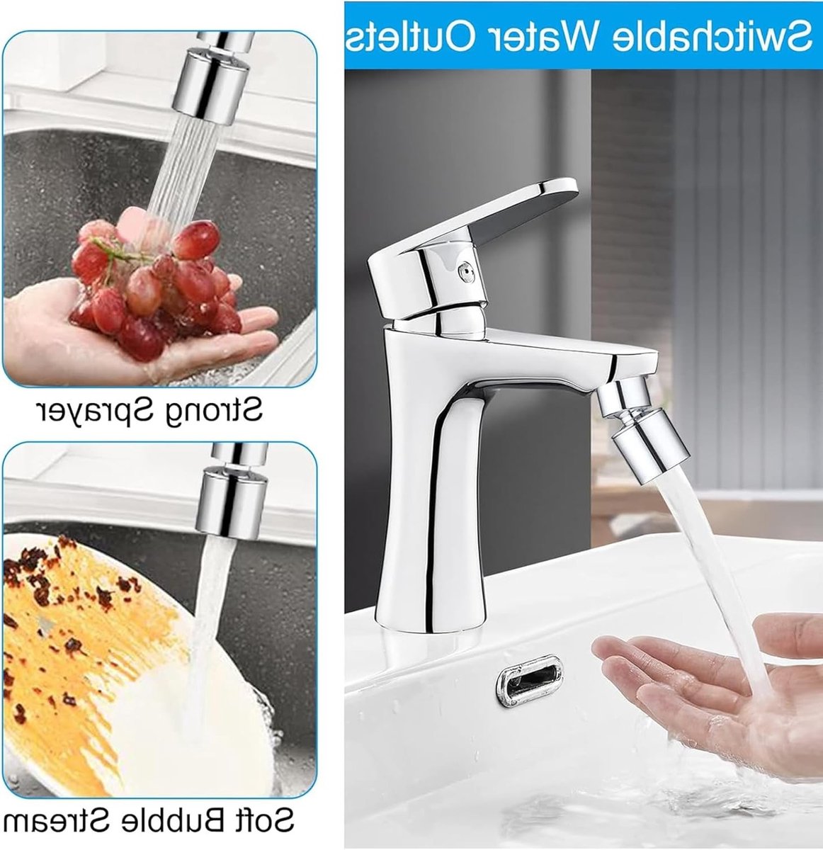Multifunctionele Regulator voor Waterkranen, Geschikt voor Keuken, Badkamer en Douche, Inclusief Adapter en Gereedschap