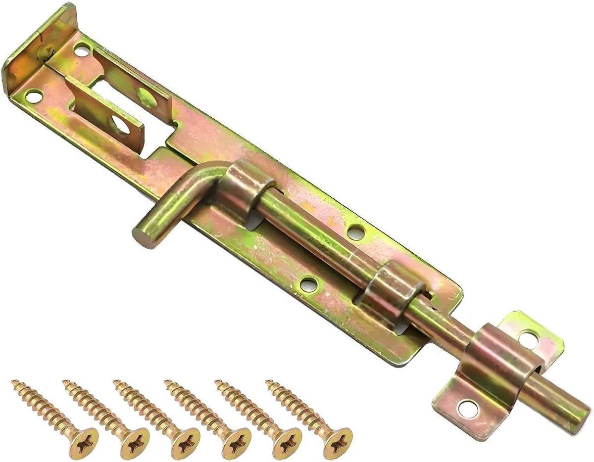 Verzinkte deurhaak 180 mm - Verstevigde grendel met schuifstrip voor tuinschuren en stallen, inclusief schroeven en accessoires