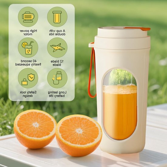 Krachtige Mini Smoothie Blender 450 ml - Draagbare Blender voor Smoothies, USB Oplaadbaar, Ideaal voor Thuis, Sport en Kantoor, BPA-vrij en Compact Ontwerp — afbeelding 3