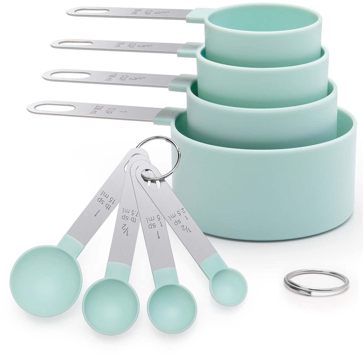 Seb1 - Maatlepelset - 8-delige set - handgrepen - Maatbekers en lepelset - Ideaal voor koken en bakken - Geschikt voor alle keukens