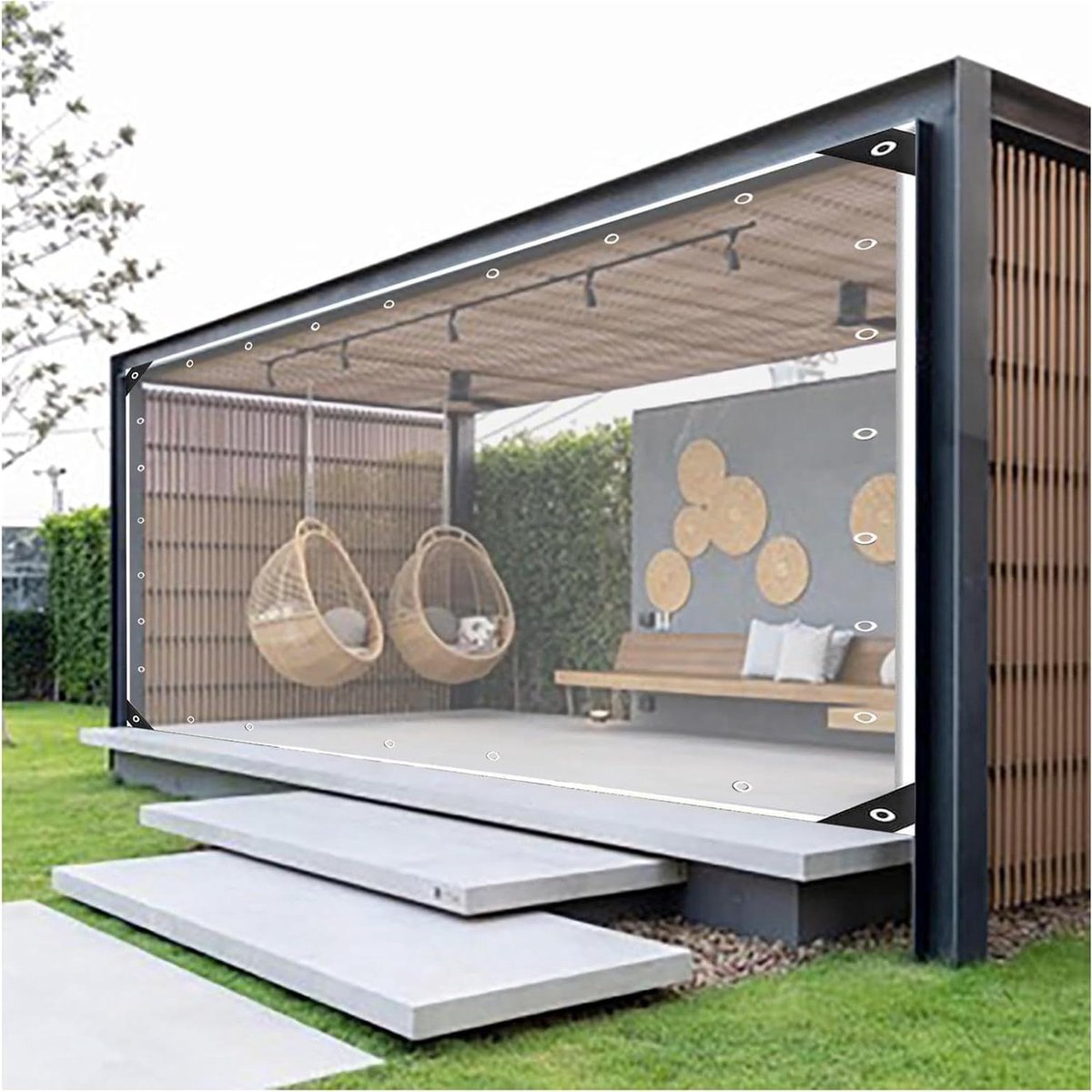 Transparante Zeilgordijnen - Buitengordijnen Waterdicht - Terras Afschermen - Weerbestendig PVC - 2.5x3m - Transparant