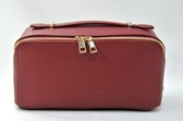 SKINTONE SKIN® - Toilettas – Cosmetica Tas Dames – Grote Capaciteit- Leder Luxe Make-up Organizer & Beautycase – Reis Toilettas / Make-up Etui – Vakantie Tas – Openklapbare Toilettas – Multifunctioneel – Waterproof - Velvet Rouge Rood