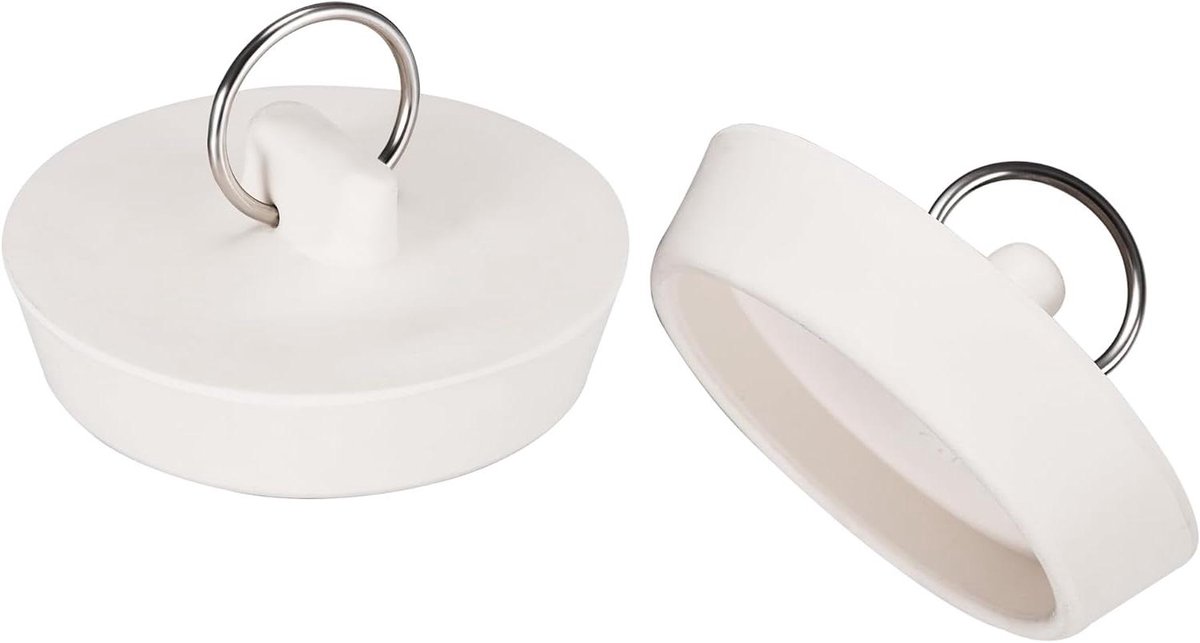 Rubberen Afvoerstop - Badstop Witte Stop - Lekkage Voorkomen - Met Ophangring - 53-555 mm - Wit