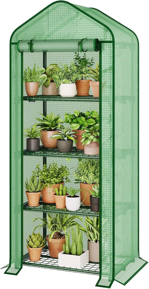 Famanu – Mini kas met 4 etages, sterke buitenkas voor tuin, ideaal voor binnen en buiten om groenten, bloemen en zaailingen te kweken