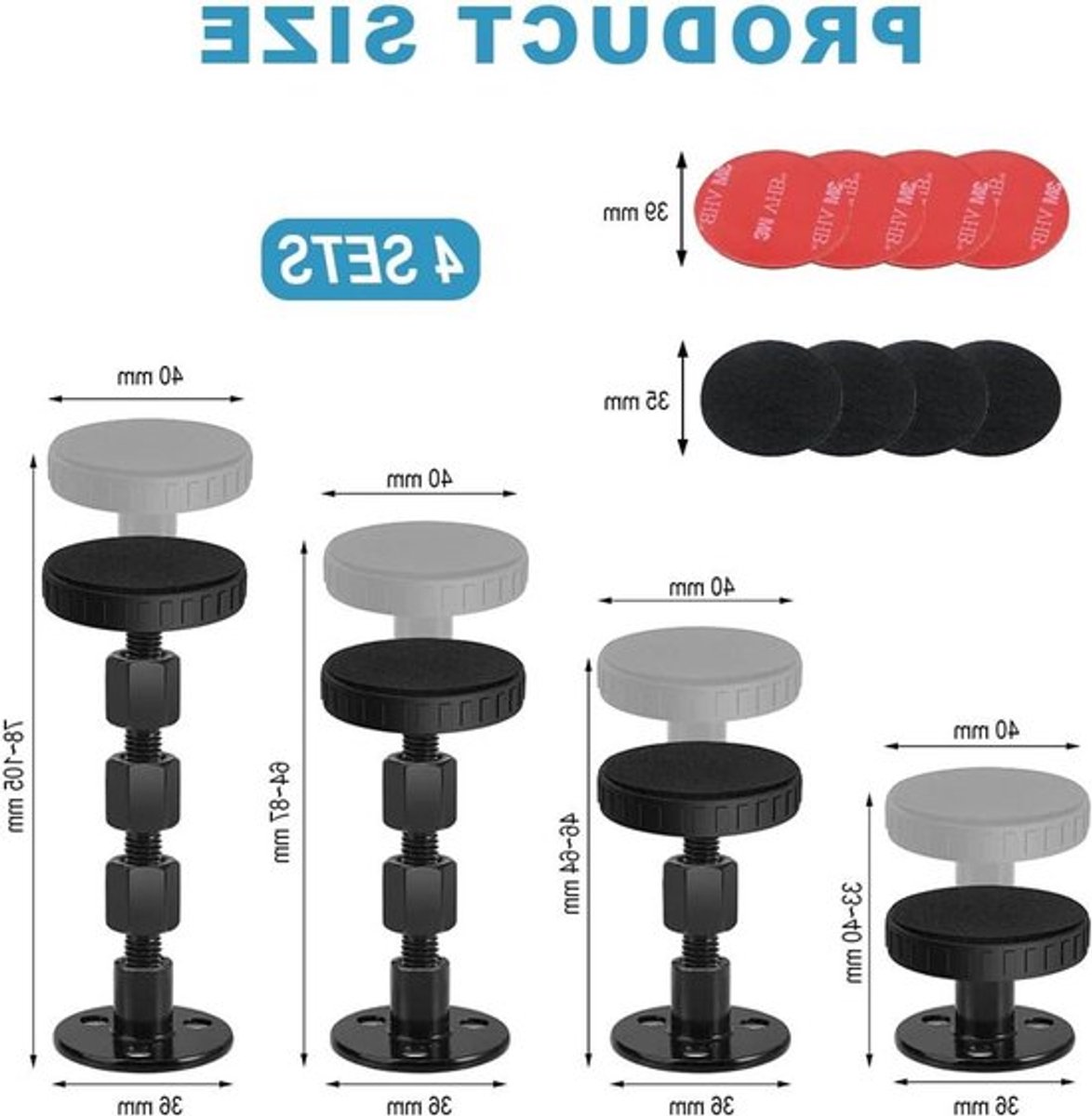 Verstelbare bedframe afstandhouders - 4 stuks met wandsteun en wandbescherming 78-105 mm