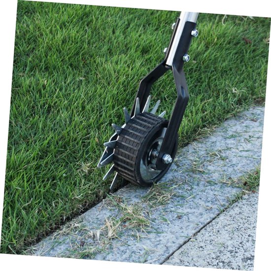 Graskantensnijder Met Wiel - Handmatige Trimmer - Gazonranden Strak Maken - Roterende Metalen Snijder - 1120 Gram - Zilver van Merkloos	 — afbeelding 2