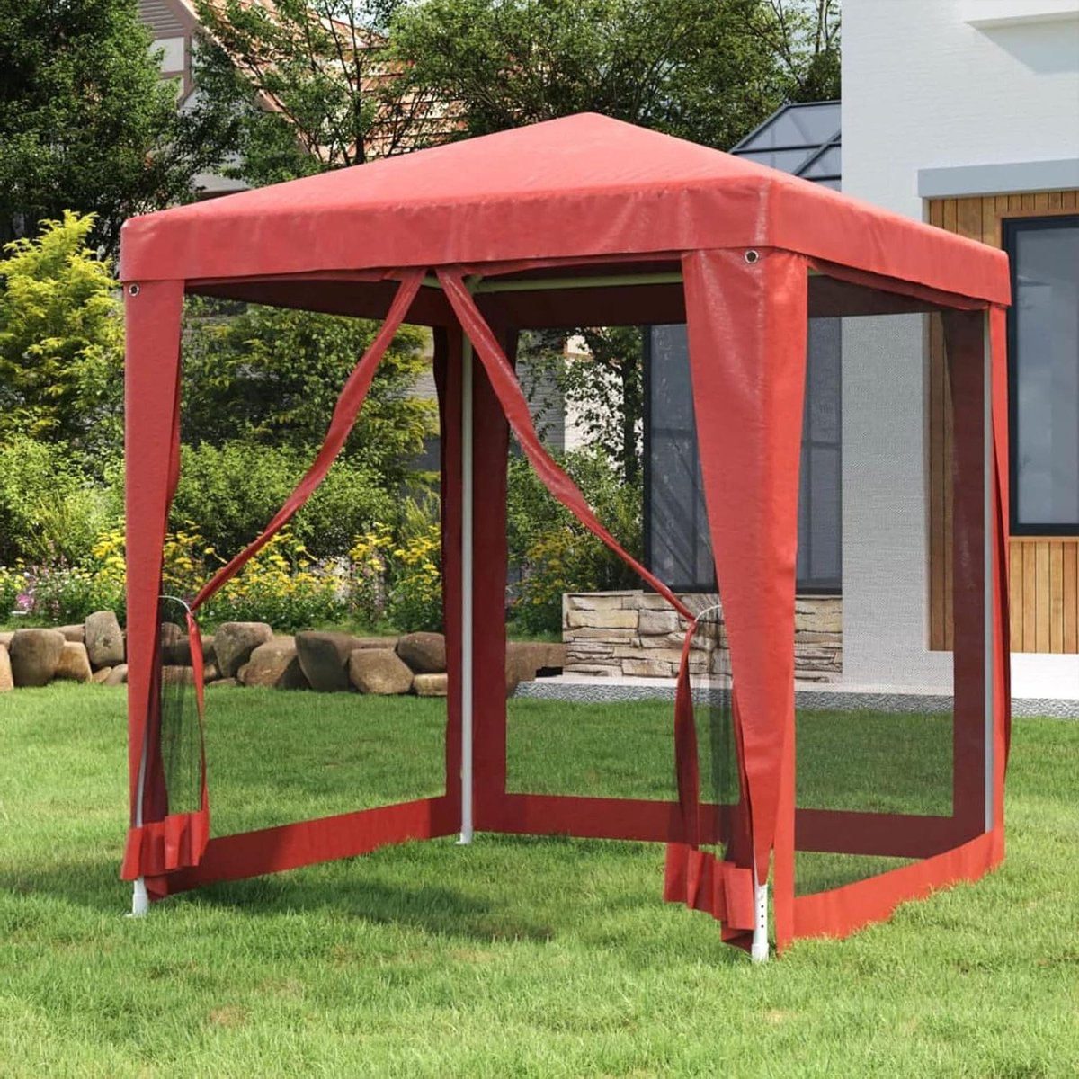 Tuinkamer met Netwanden - Partytent Gazebo - Feestjes Buiten - Waterdicht HDPE Dak - 2 x 2 m - Wit