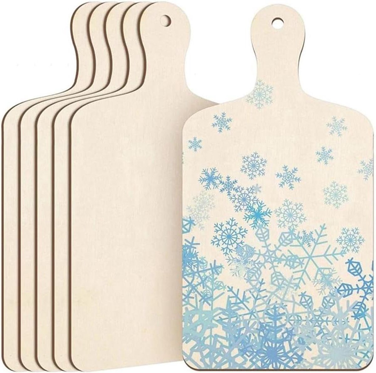 Houten Snijplanken - Kleine Planken - Doe-het-zelf Decoratie - Met Handvat - 6 stuks - Houtkleur