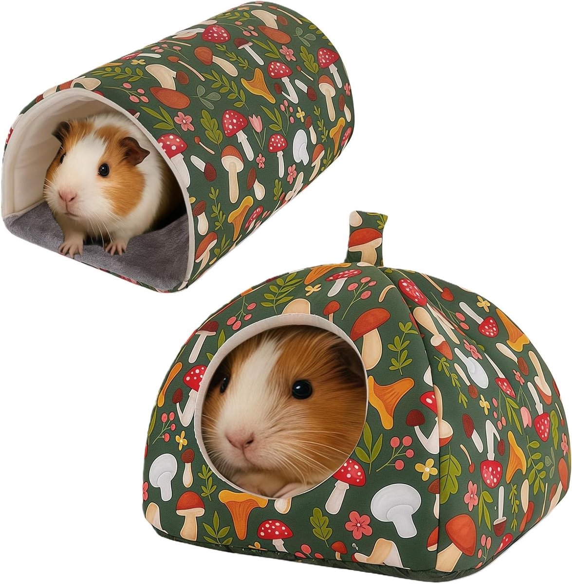 Ultrazacht cavia bed met tunnel en knuffelhol, ideaal voor kleine huisdieren en knaagdiere
