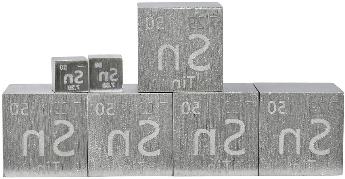 Grote tinnen kubus - Tin kubus Metaal dobbelsteen - Elementen verzamelen - 9999% zuiver metaal - 254 mm - Zilverkleurig