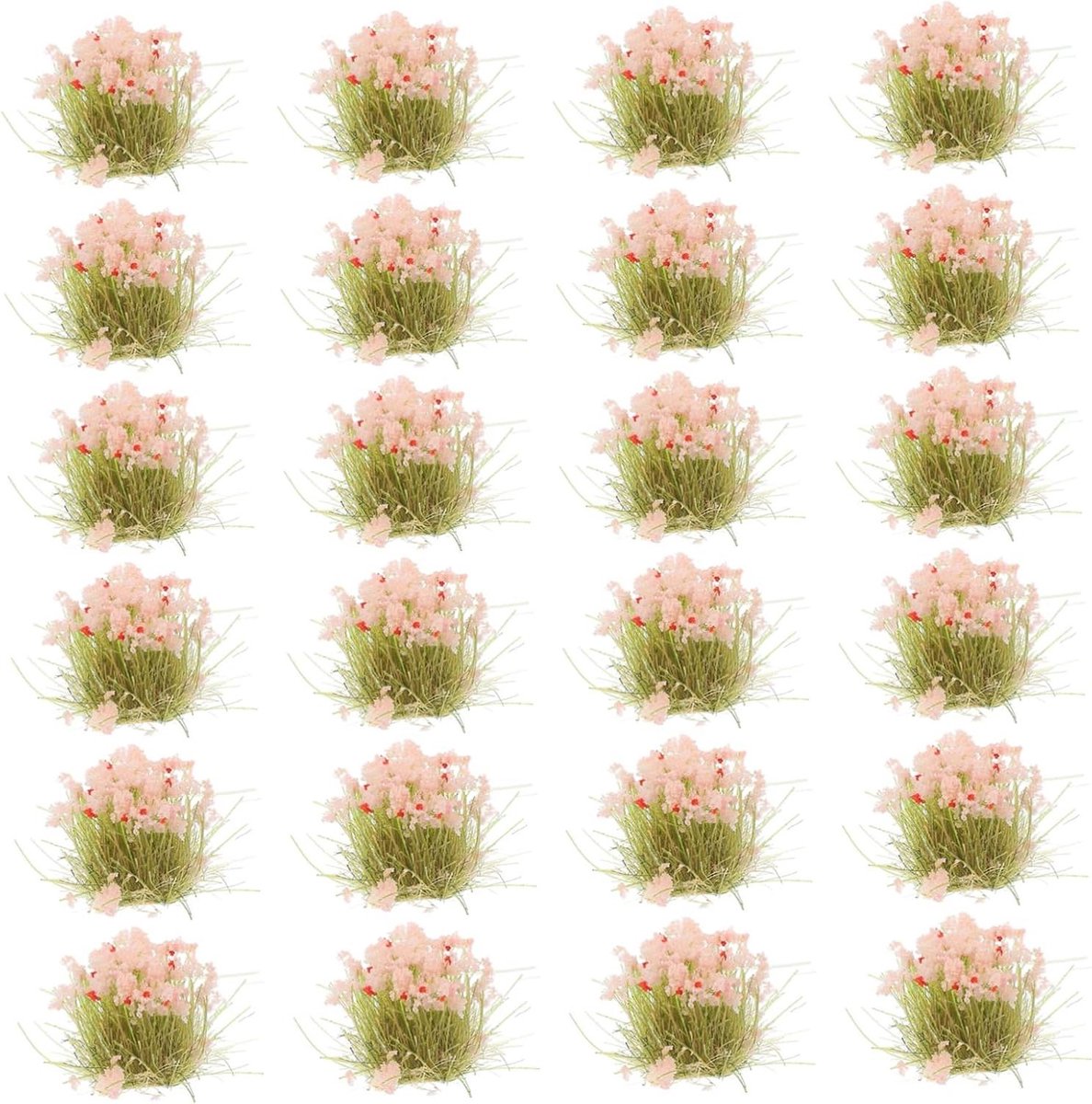 Graspol Kunstgras - Miniatuur Graspluizen - Landschapsdecoratie - Statische Graspollen - 55 x 55 x 1 cm - Roze