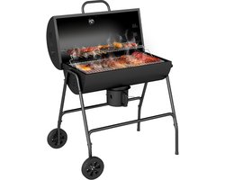 BBQ Smoker - Houtskoolgrill - Grillwagen - Houtskoolbarbecue - Met deksel - Thermometer - Verrijdbaar - Verstelbare kolenbak - Terras - 95x71,5x102cm - 1 stuk
