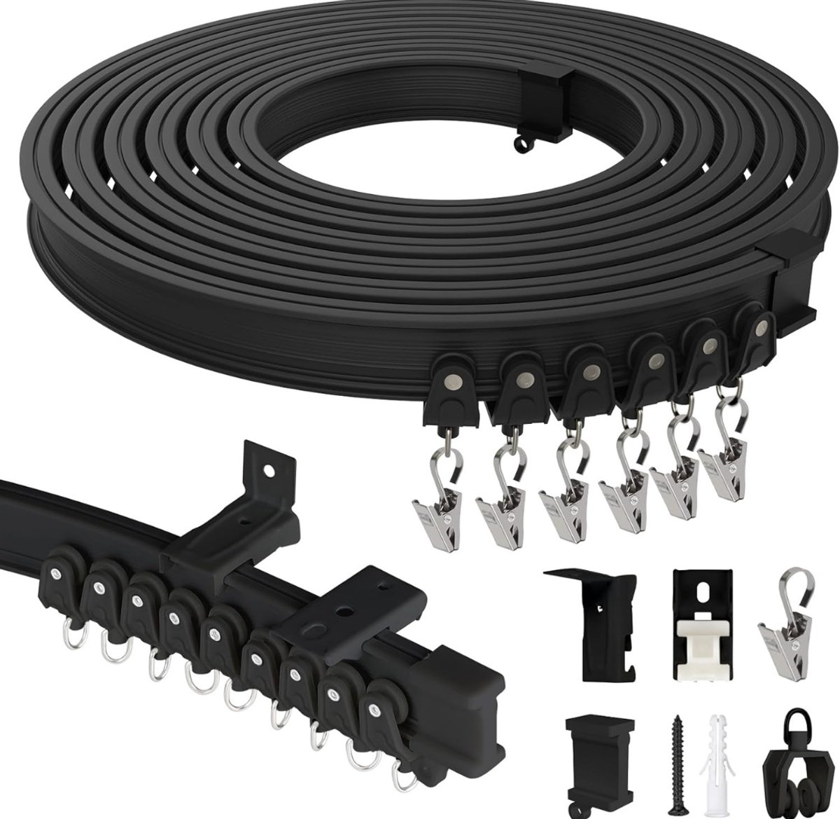 Core® Gordijnrails Compleet - Gordijnrails - Gordijnrails Uitschuifbaar - Zwart - 1000cm x 1cm x 1cm; 2 kg