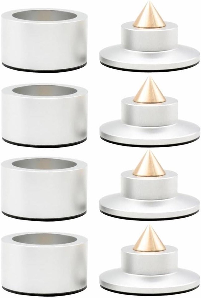 Luidspreker Isolatiepads - Dempingsvoeten Hifi - Geluid Verbeteren - CNC Gefreesd Aluminium - 45 x 34 mm - Zilver