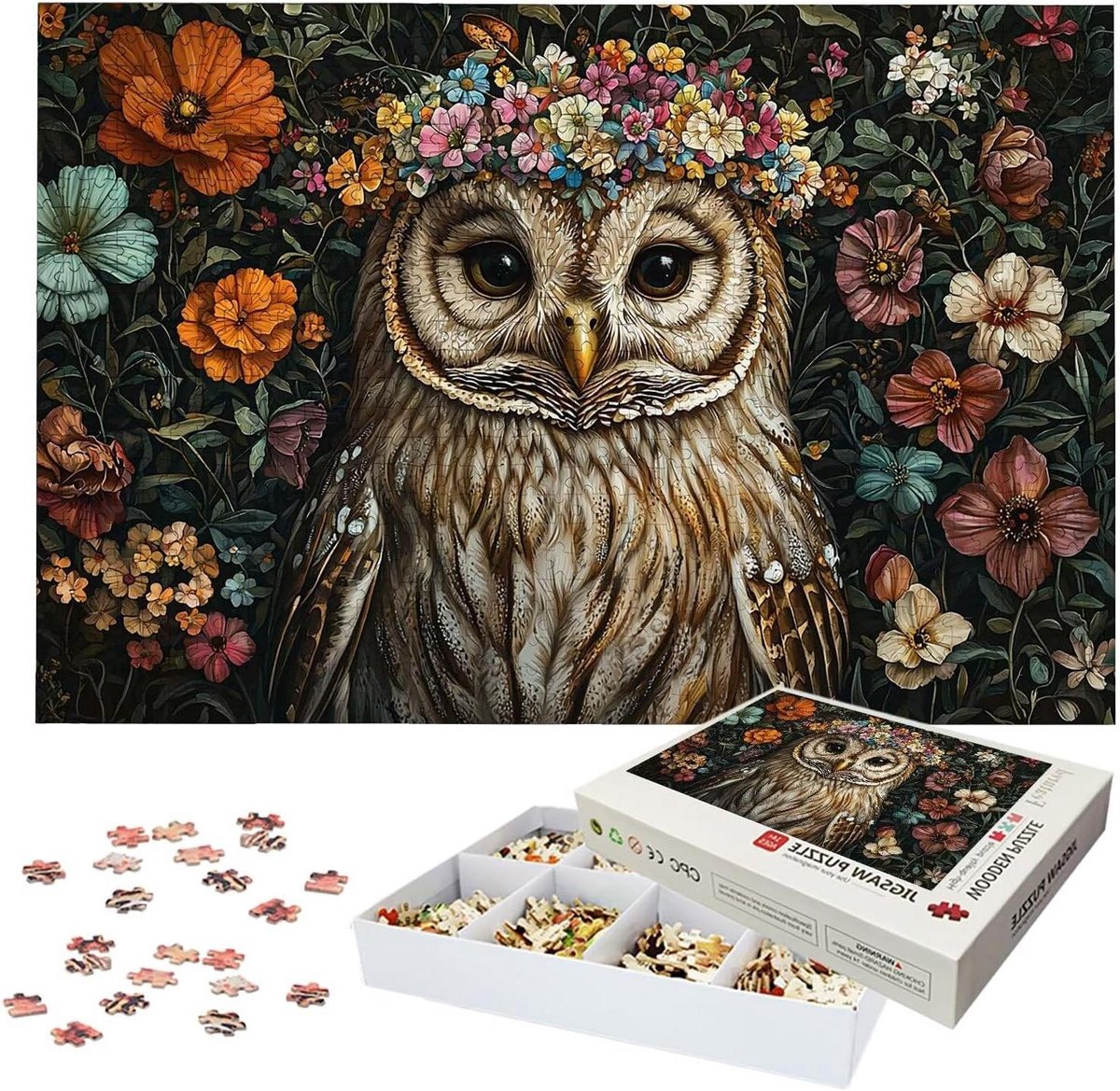 Houten Puzzel - Legpuzzel Volwassenen - Ontspanning en Geheugentraining - Lettermarkering op Achterkant - 4000 Stukjes - Meerkleurig
