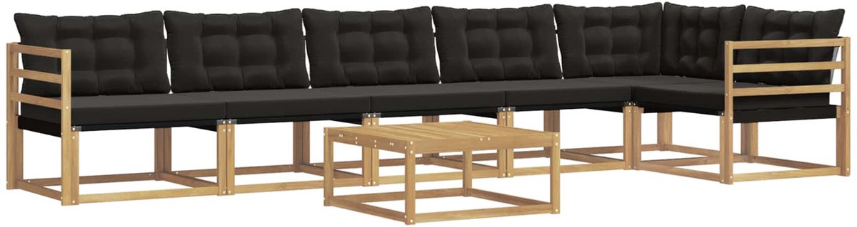 vidaXL Buiten - bank - set - 7 - st - Wit - en - zwart Wit en zwart