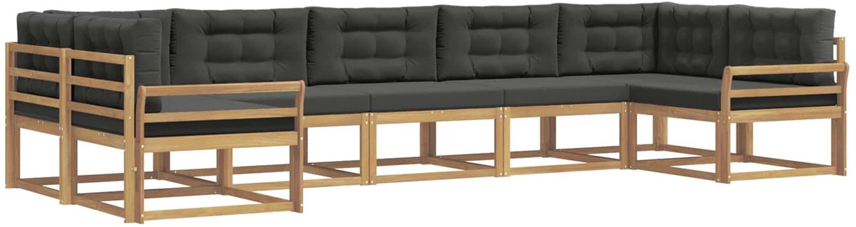 vidaXL Buiten - bank - set - 7 - st - 7-zits - Wit - en - antracietkleurig Wit en antracietkleurig