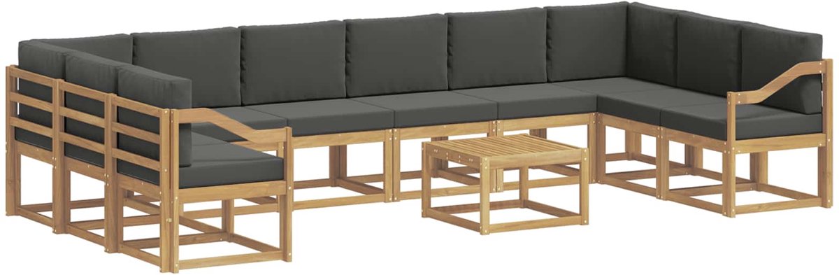 vidaXL Buiten - bank - set - 11 - st - 10-zits - Wit - en - antracietkleurig Wit en antracietkleurig