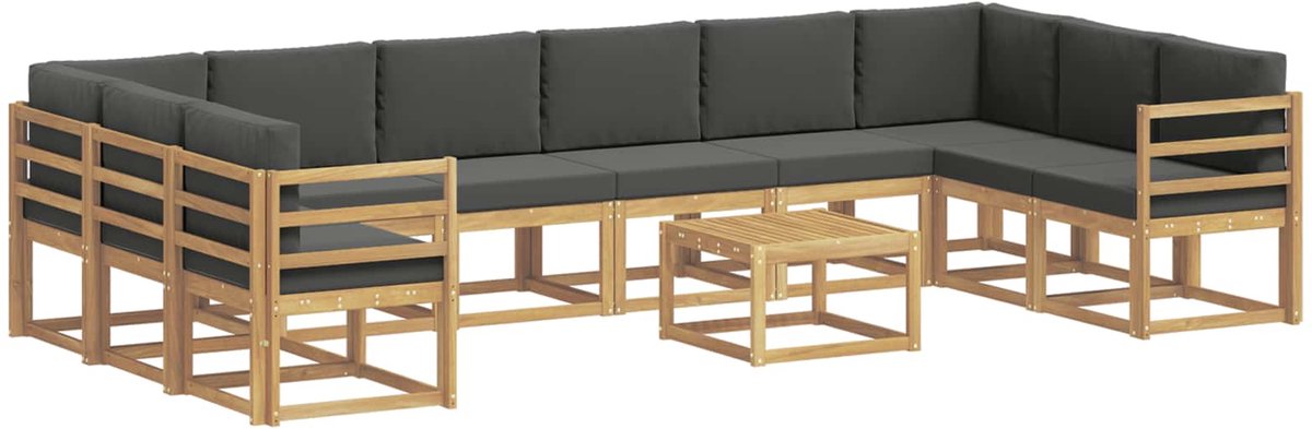 vidaXL Buiten - bank - set - 11 - st - 10-zits - Wit - en - antracietkleurig Wit en antracietkleurig