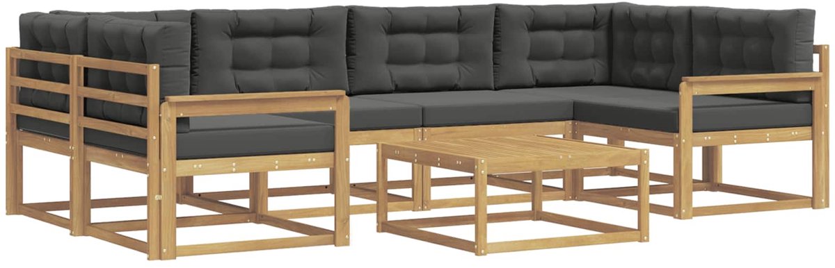 vidaXL Buiten - bank - set - 5 - st - 6-zits - Wit - en - antracietkleurig Wit en antracietkleurig