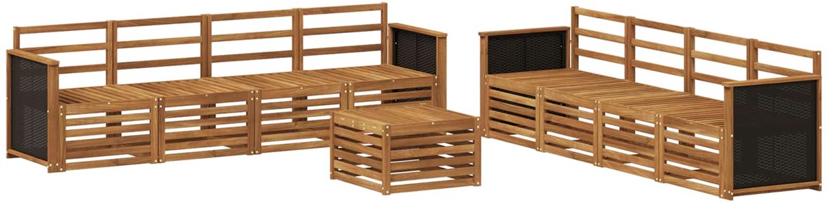 vidaXL Buiten - bank - set - 9 - st - 8-zits - Naturel - Massief - Acacia - Hout