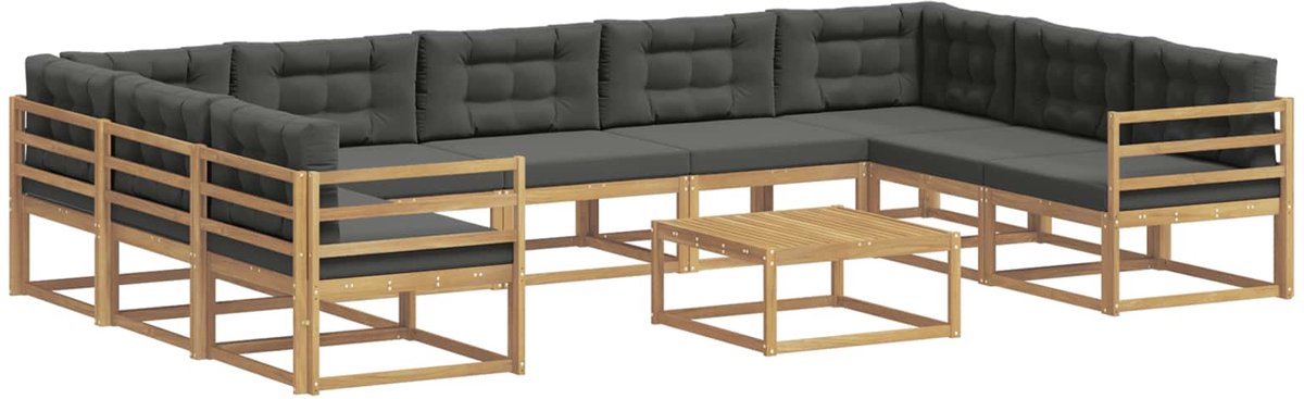vidaXL Buiten - bank - set - 10 - st - 9-zits - Wit - en - antracietkleurig Wit en antracietkleurig