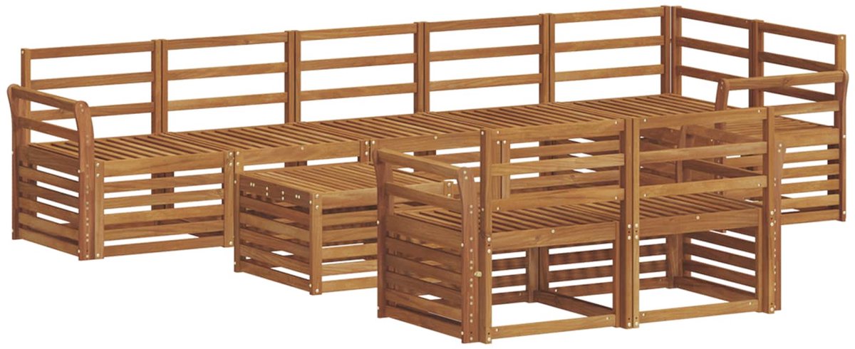 vidaXL Buiten - bank - set - 9 - st - 8-zits - Naturel - Massief - Acacia - Hout