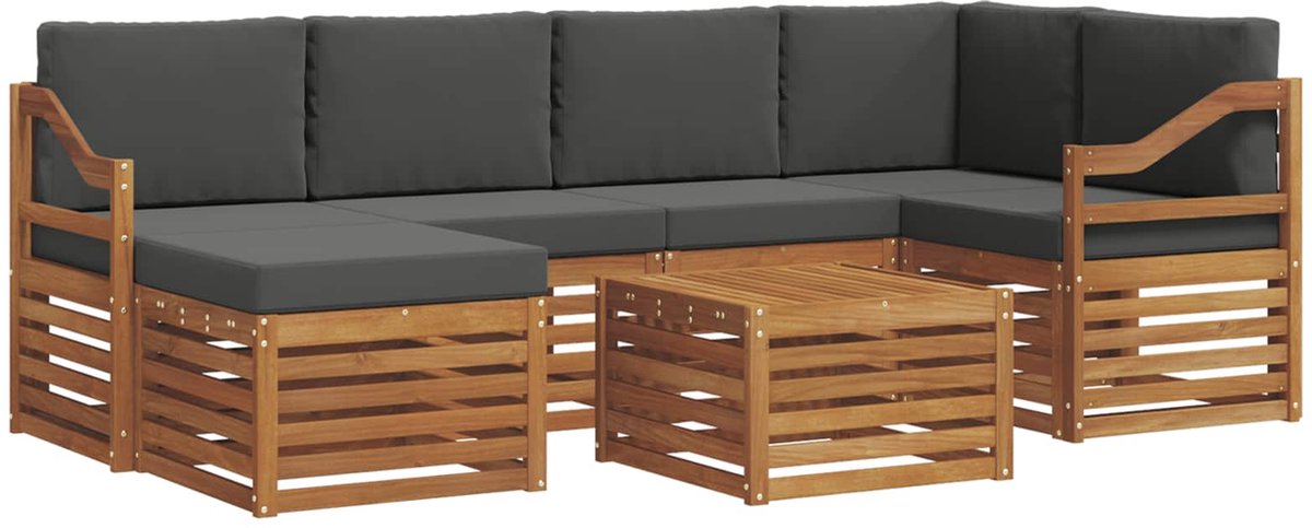 vidaXL Buiten - bank - set - 7 - st - Natuurlijk - en - Antraciet - Polyester Natuurlijk en Antraciet