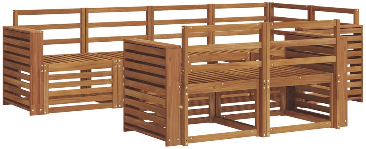 vidaXL Buiten - bank - set - 7 - st - 7-zits - Naturel - Massief - Acacia - Hout